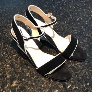 Taryn Rose black and white patent wedge